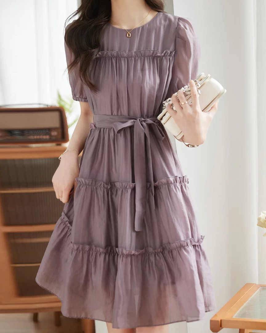 Lilac Tiers Calm Cotton Dress