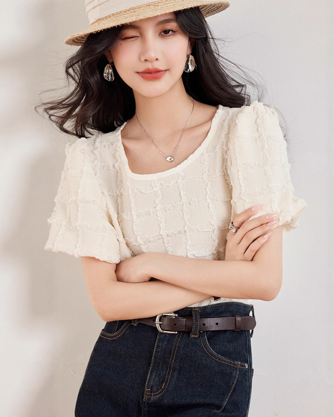 Elira Soft Texture Bow Blouse
