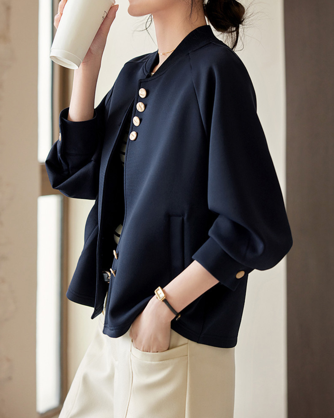 Marine Calm Button Jacket