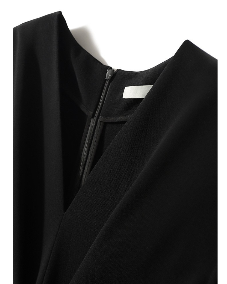 Noir Fold Pleat Midi Dress
