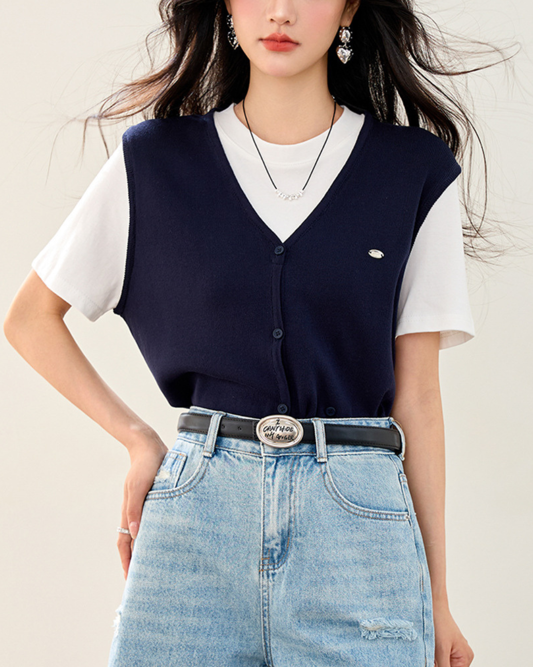 Liora Layered Knit Vest T-Shirt