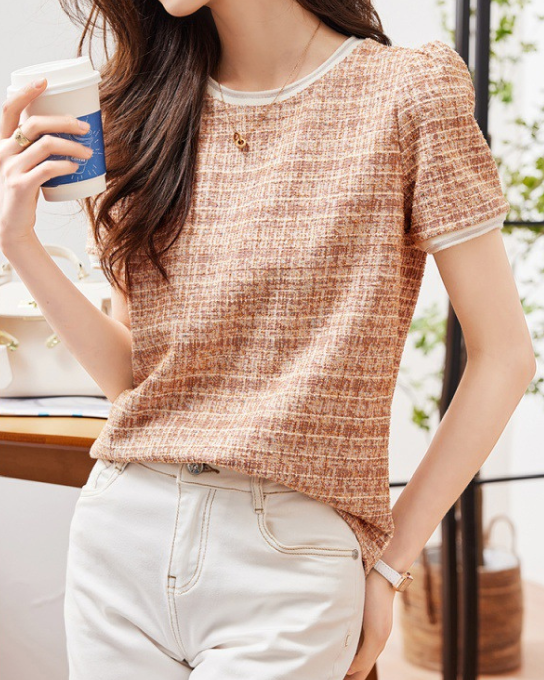 Elise Calm Tweed Knit T-Shirt