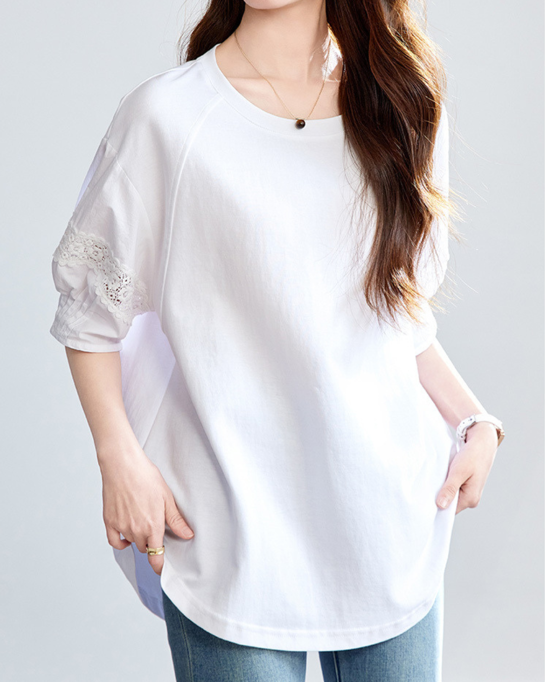 Mira Calm Lace Sleeve T-Shirt