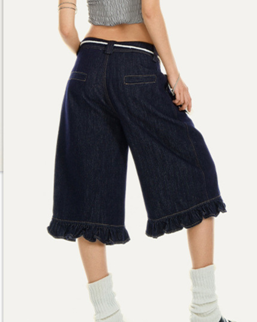 Fiora Edge Ruffle Denim Shorts