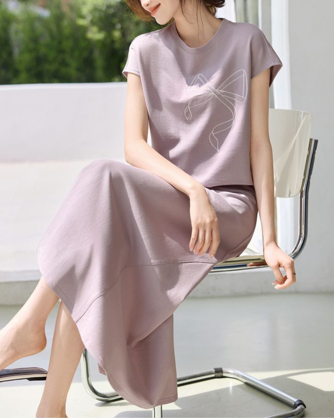 Lila Calm Ribbon Skirt Set