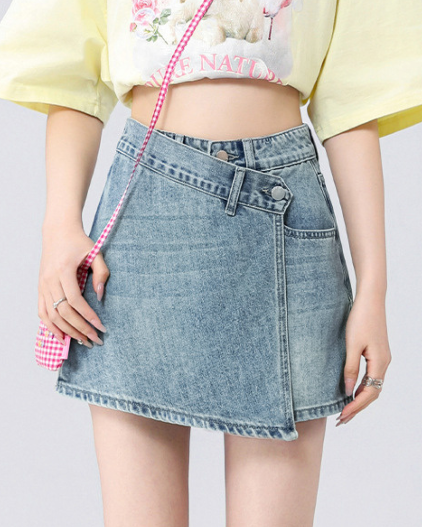 Lina Wrap Detail Denim Skort