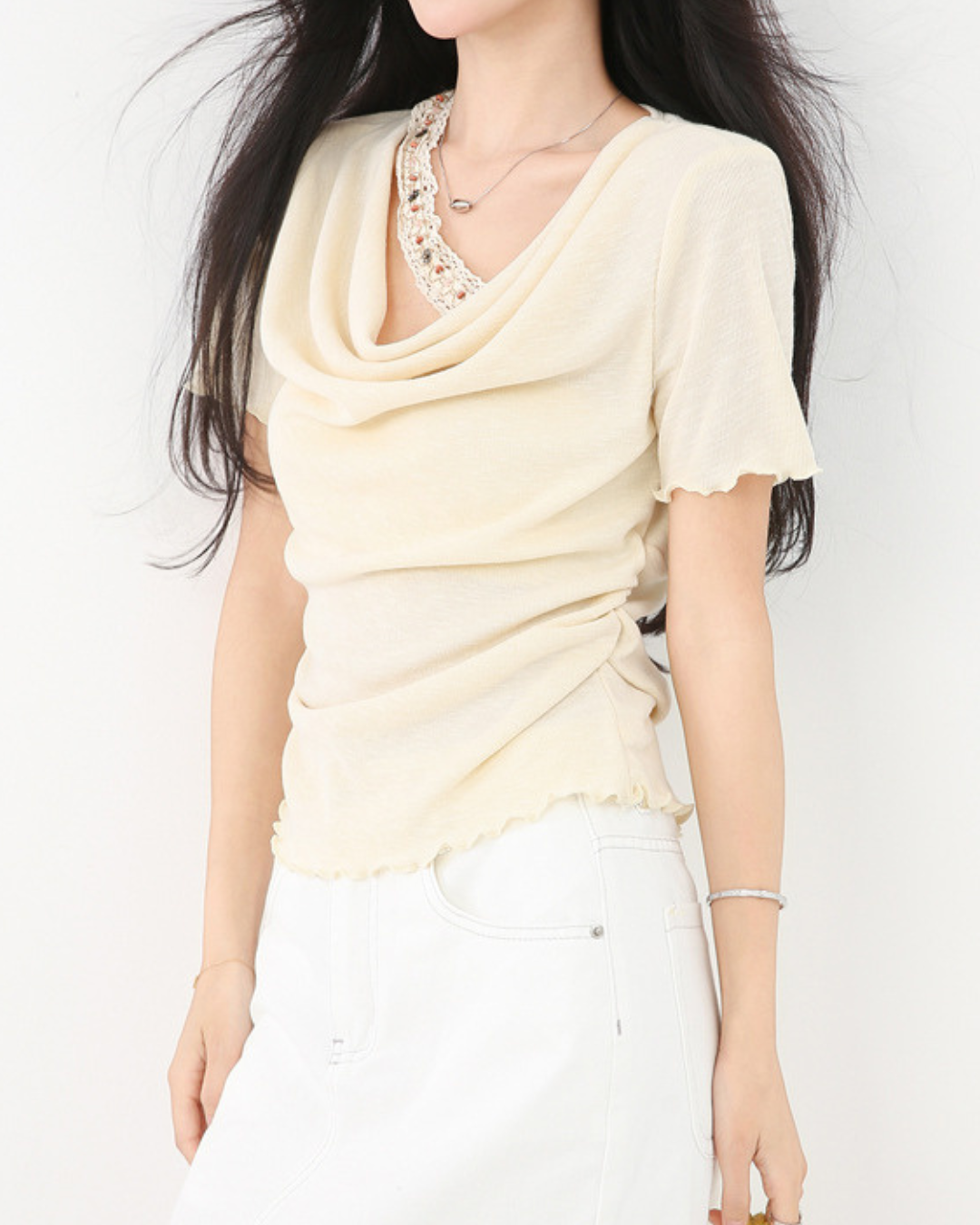 Cleo Drape Trim Layered T-Shirt