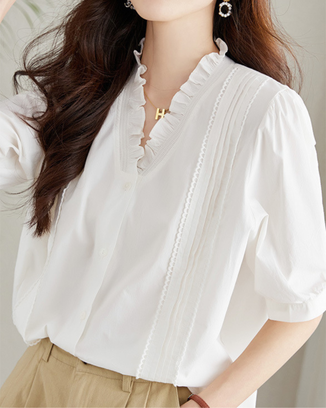 Sienna Ruffle Trim Cotton Blouse