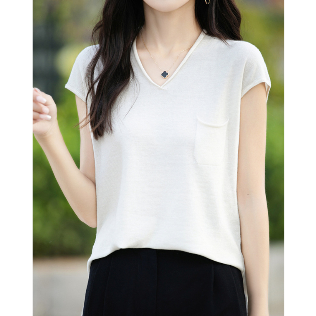 Mira Gentle V-Neck Pocket T-Shirt