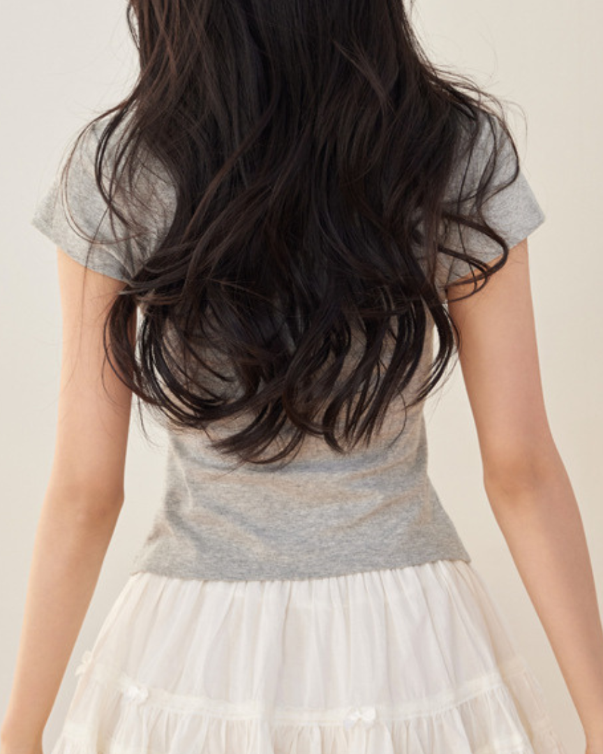 Mira Ribbon Textured Cotton T-Shirt