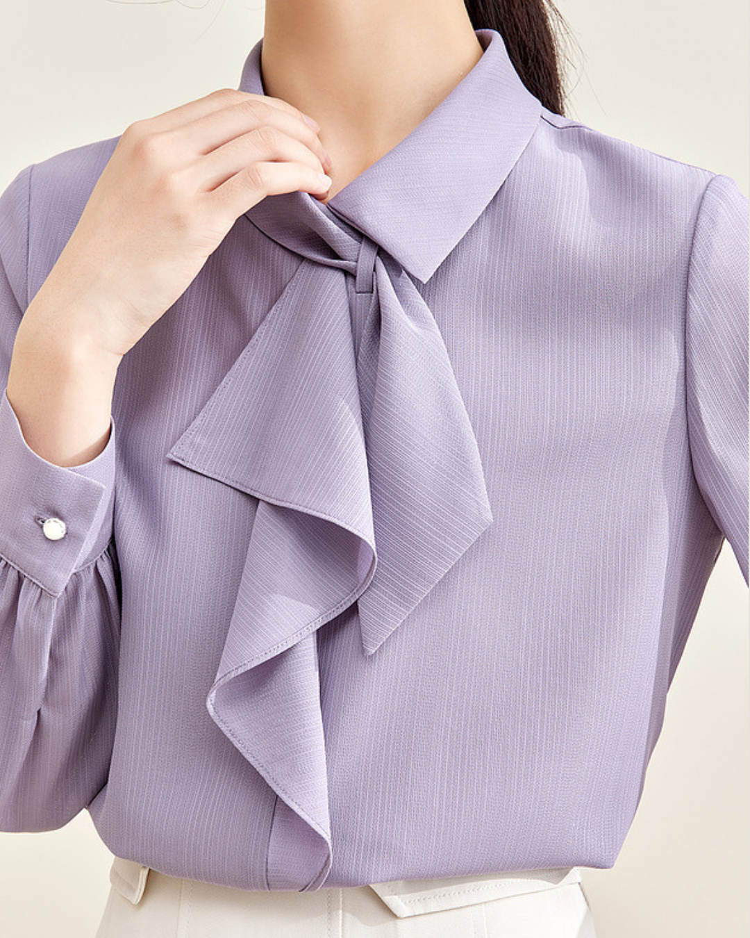Lilac Bow Soft Blouse