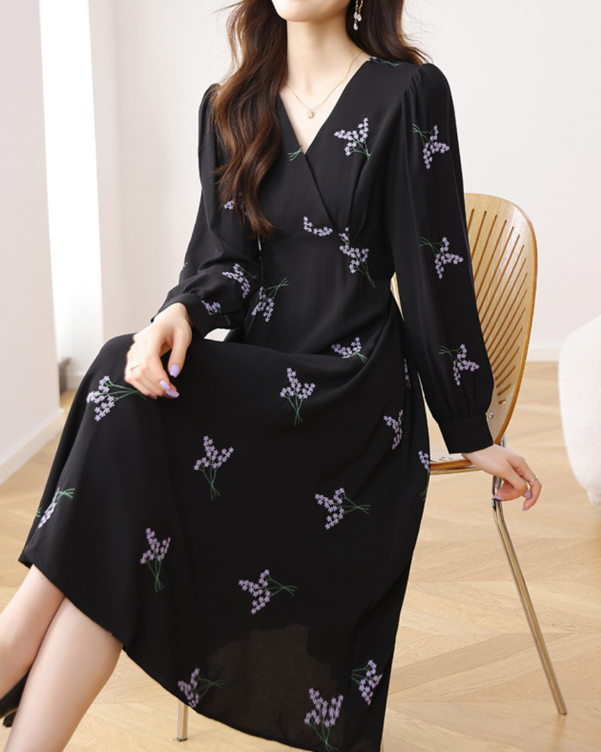 Liliane Bloom Draped Midi Dress