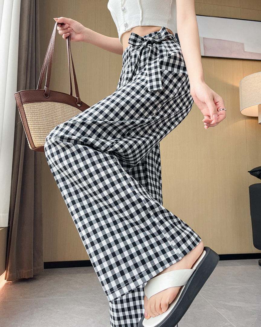 Leora Check Tie Wide Pants