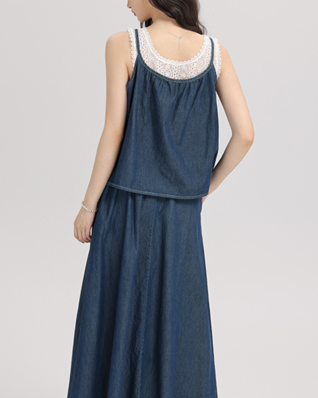Azure Calm Denim Lace Set