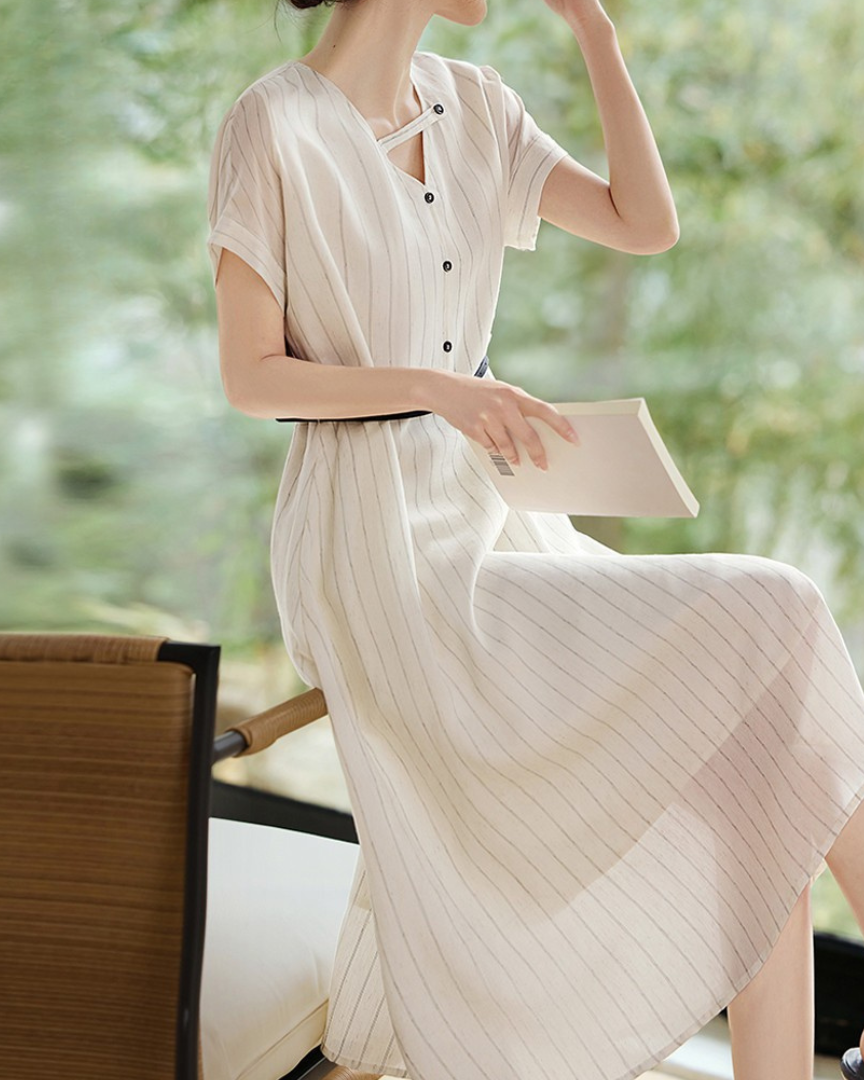 Linea Whisper Stripe Midi Dress
