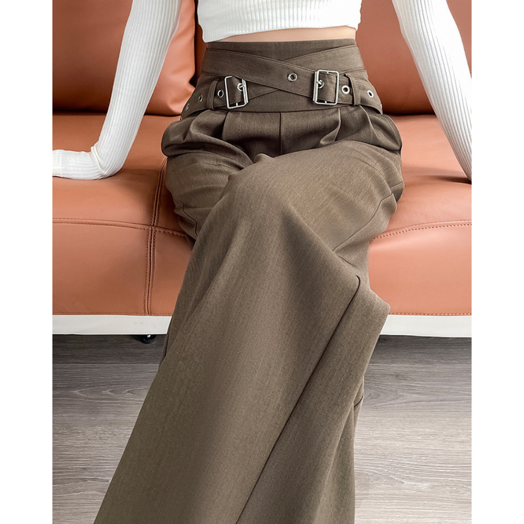 Arden Buckle Waist Wide Trousers