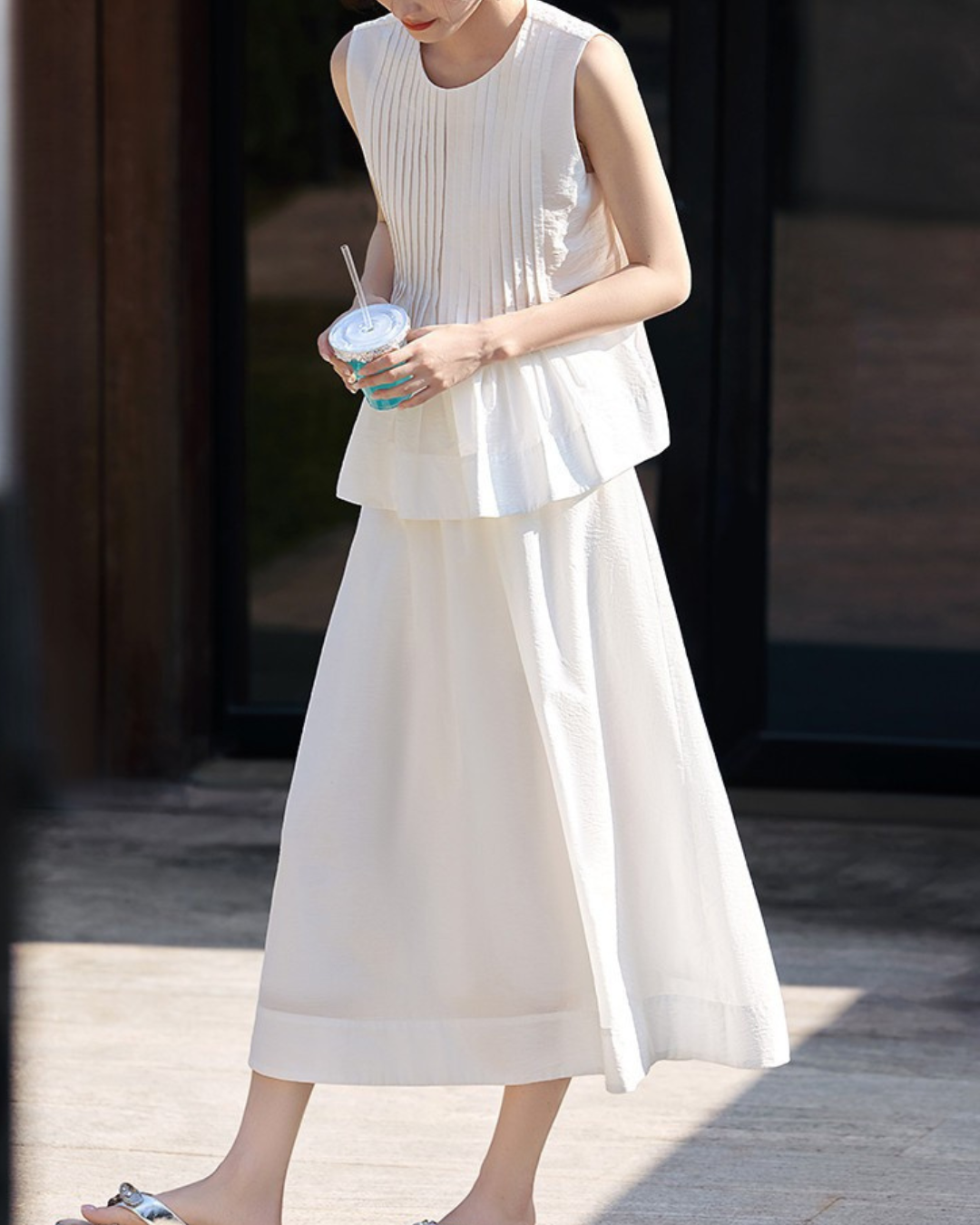 Lina Pleat Breeze Cotton Set