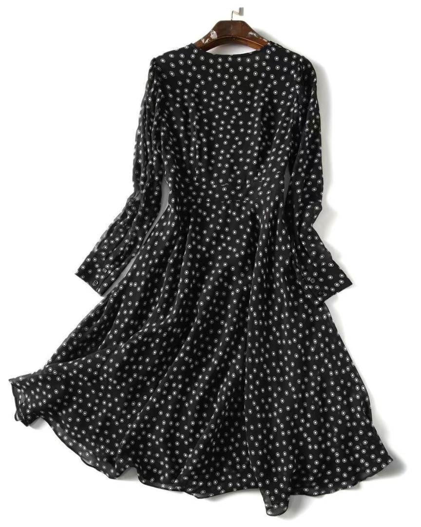 Elora Whisper Dot Flare Dress