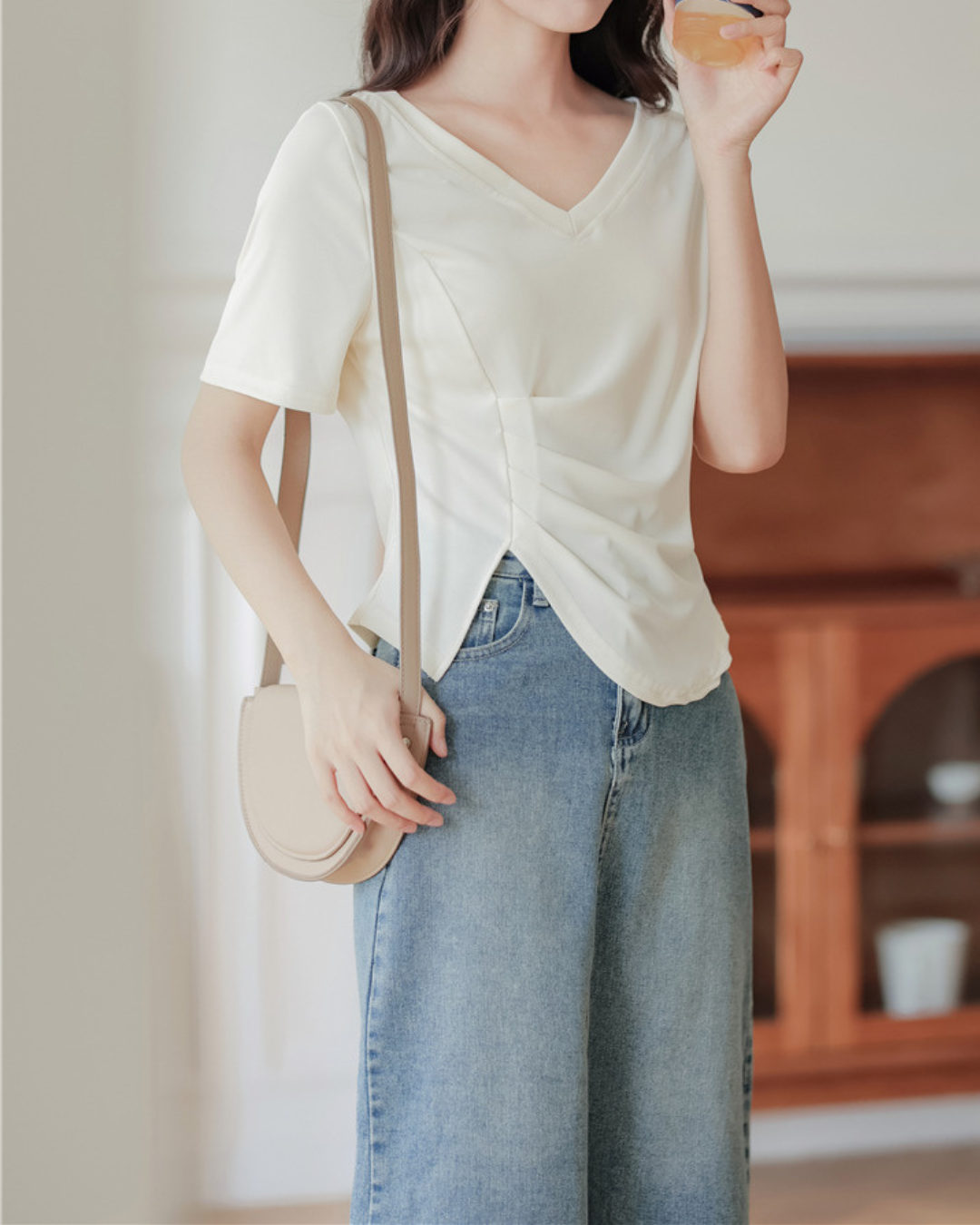 Eline Drape Side Slit T-Shirt