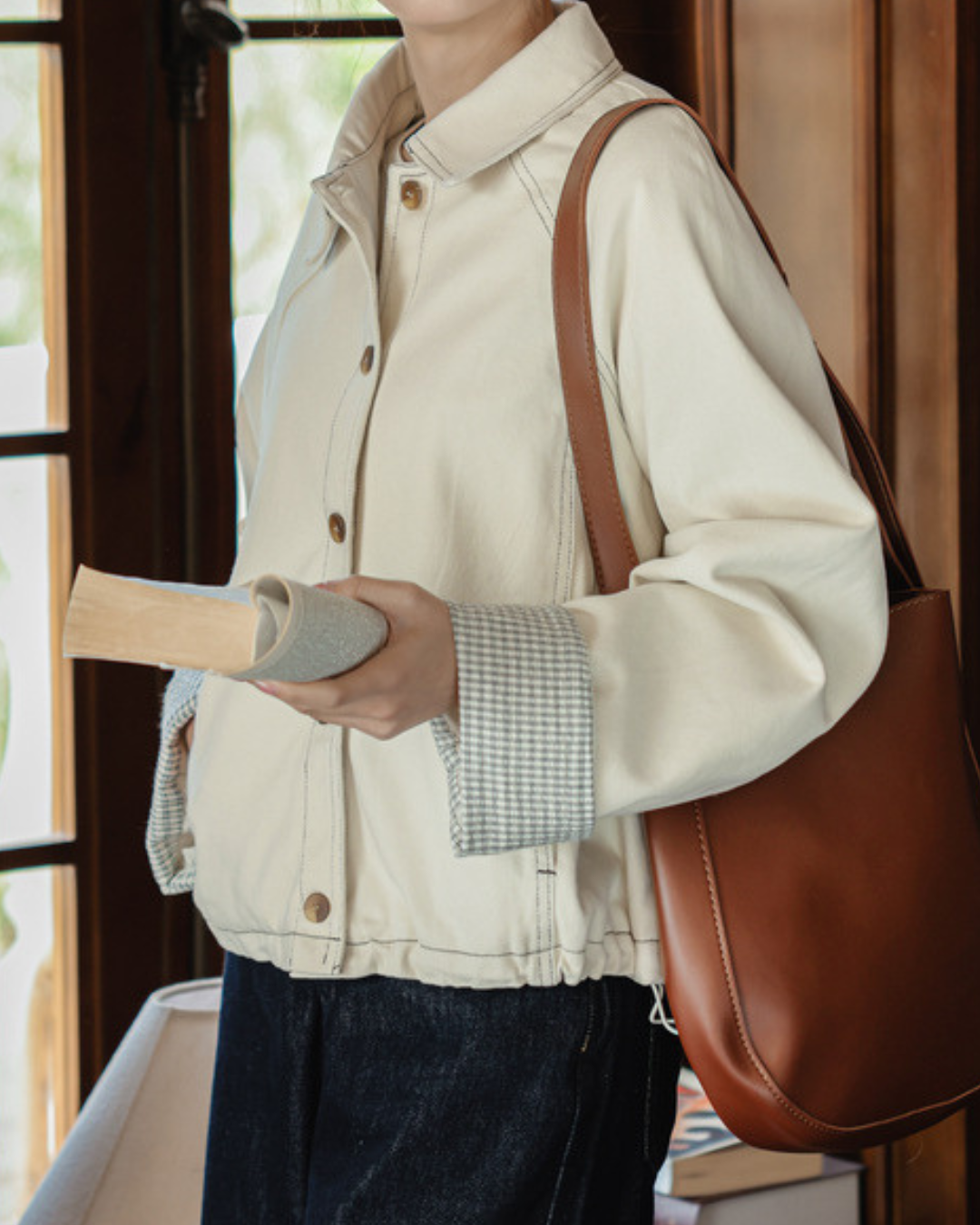 Clara Soft Check Cuff Denim Jacket