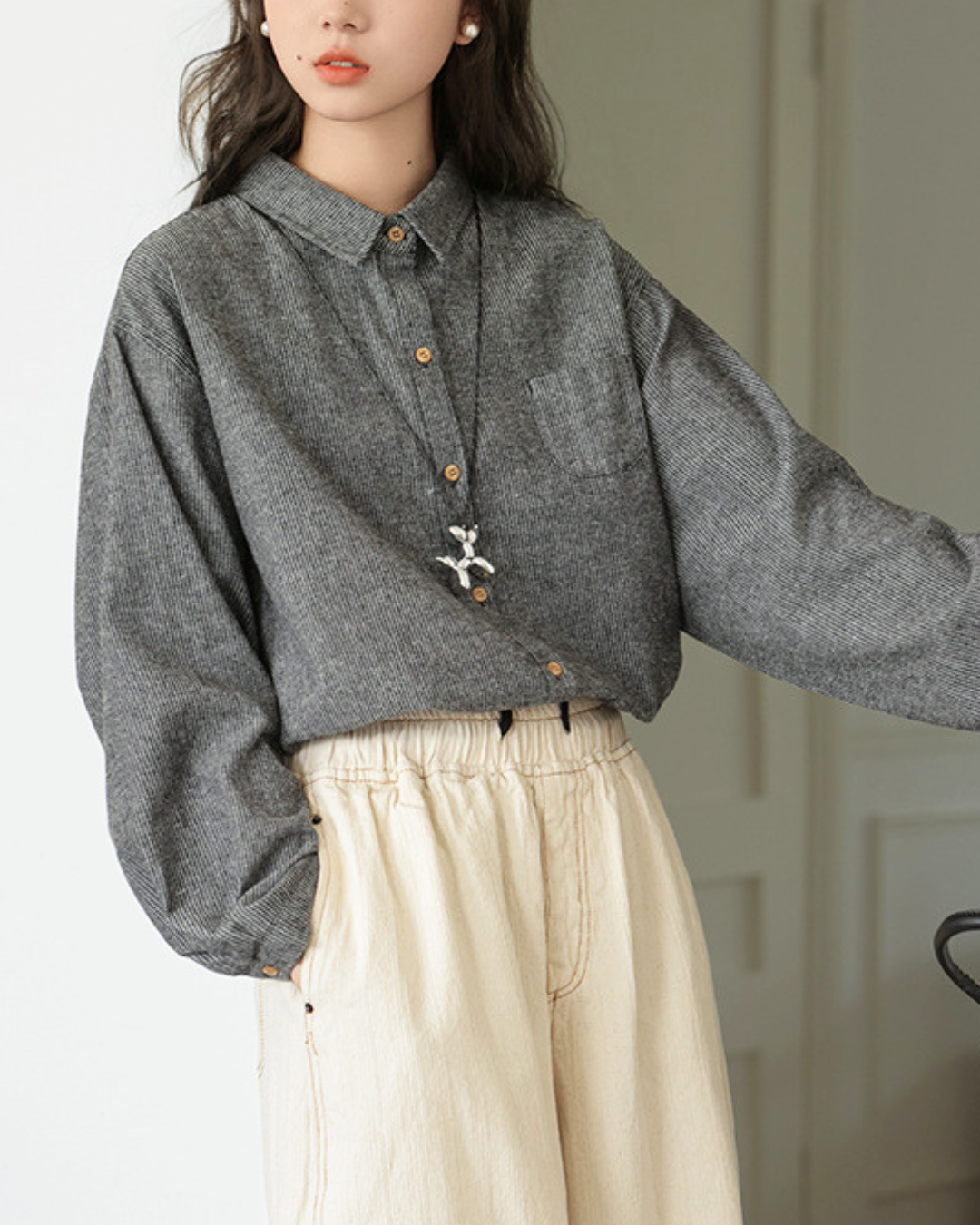 Nara Soft Stripe Button Shirt