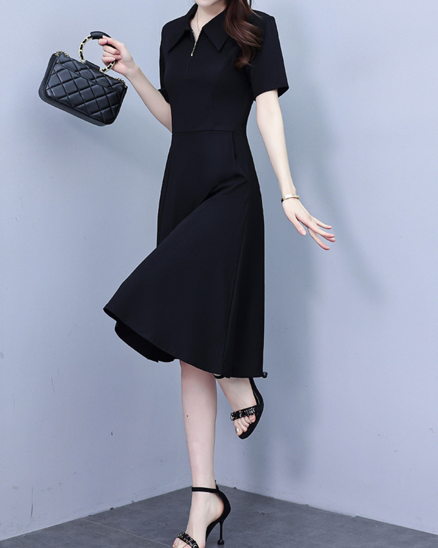 Lyna Sharp Collar Flare Dress