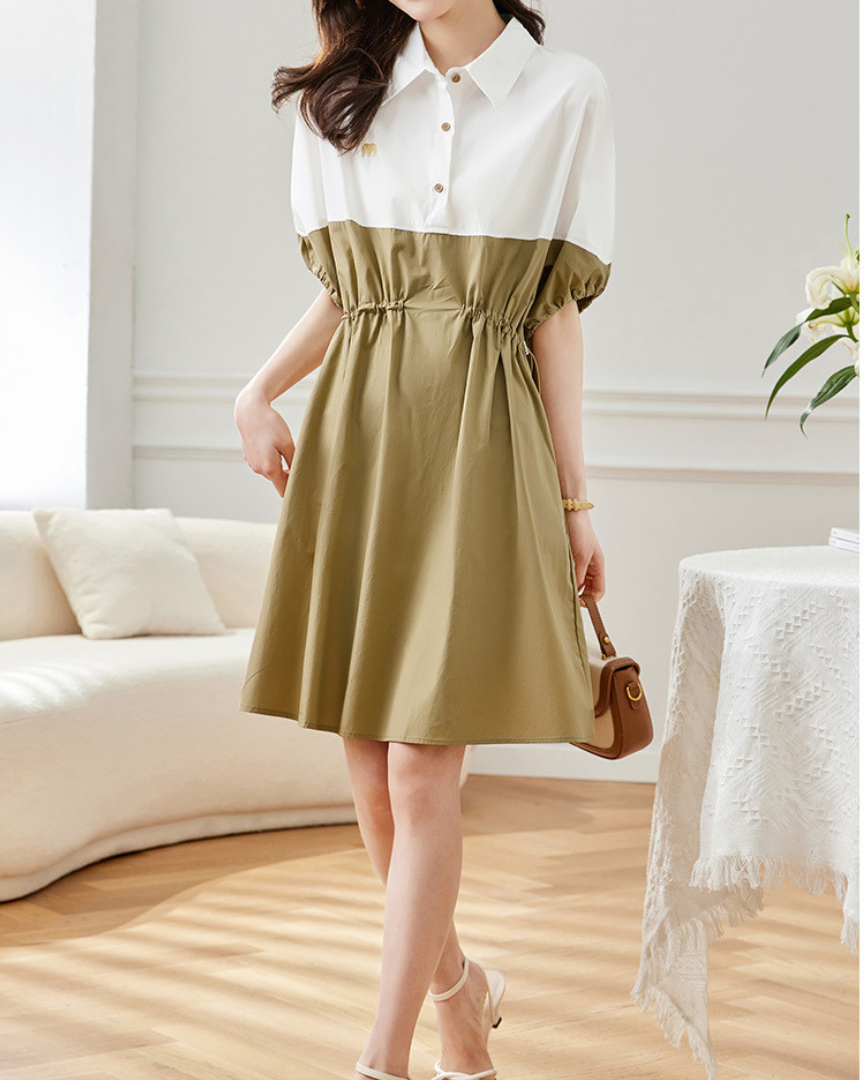 Olive Panel Soft Cinch Dress