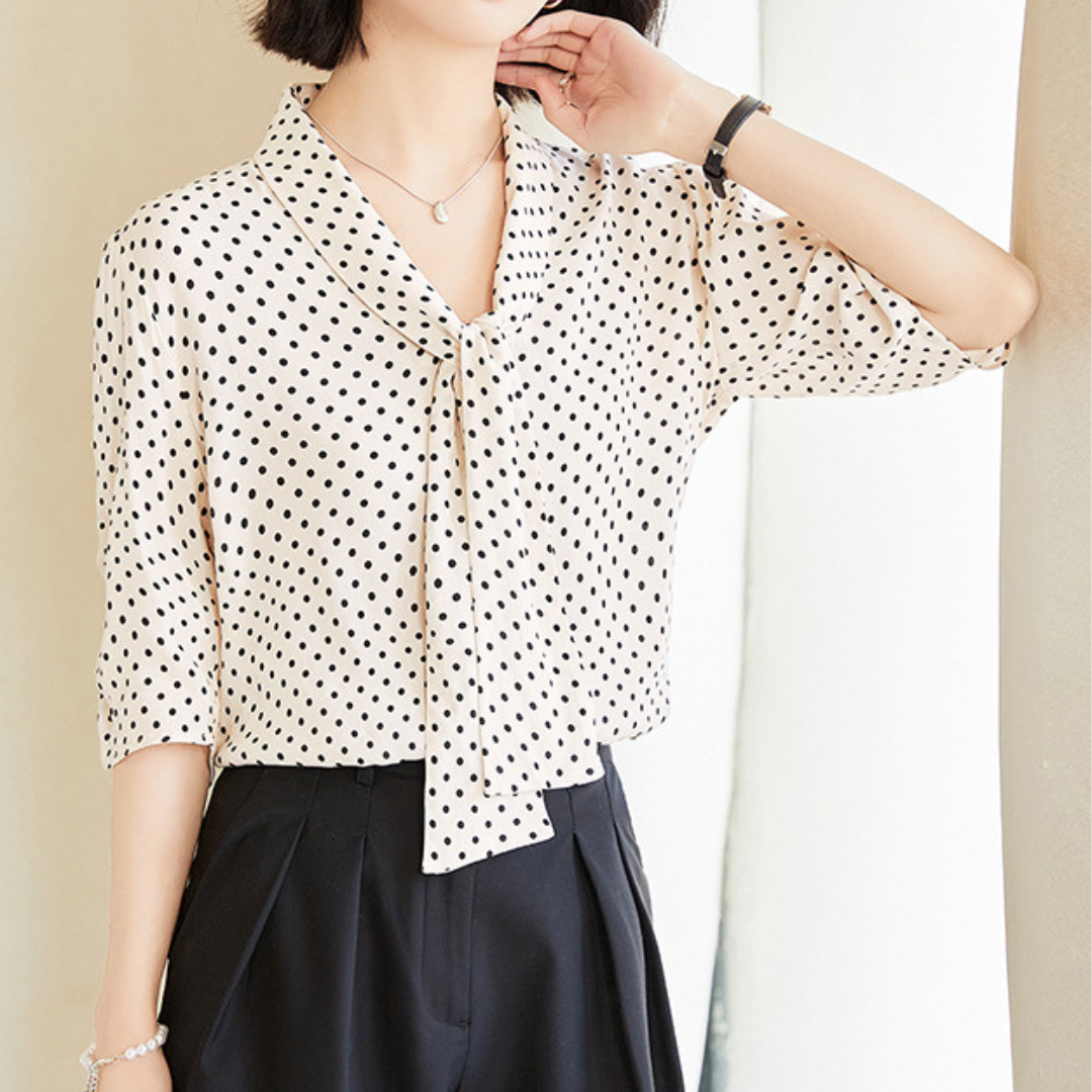 Amelie Dot Soft Tie Blouse