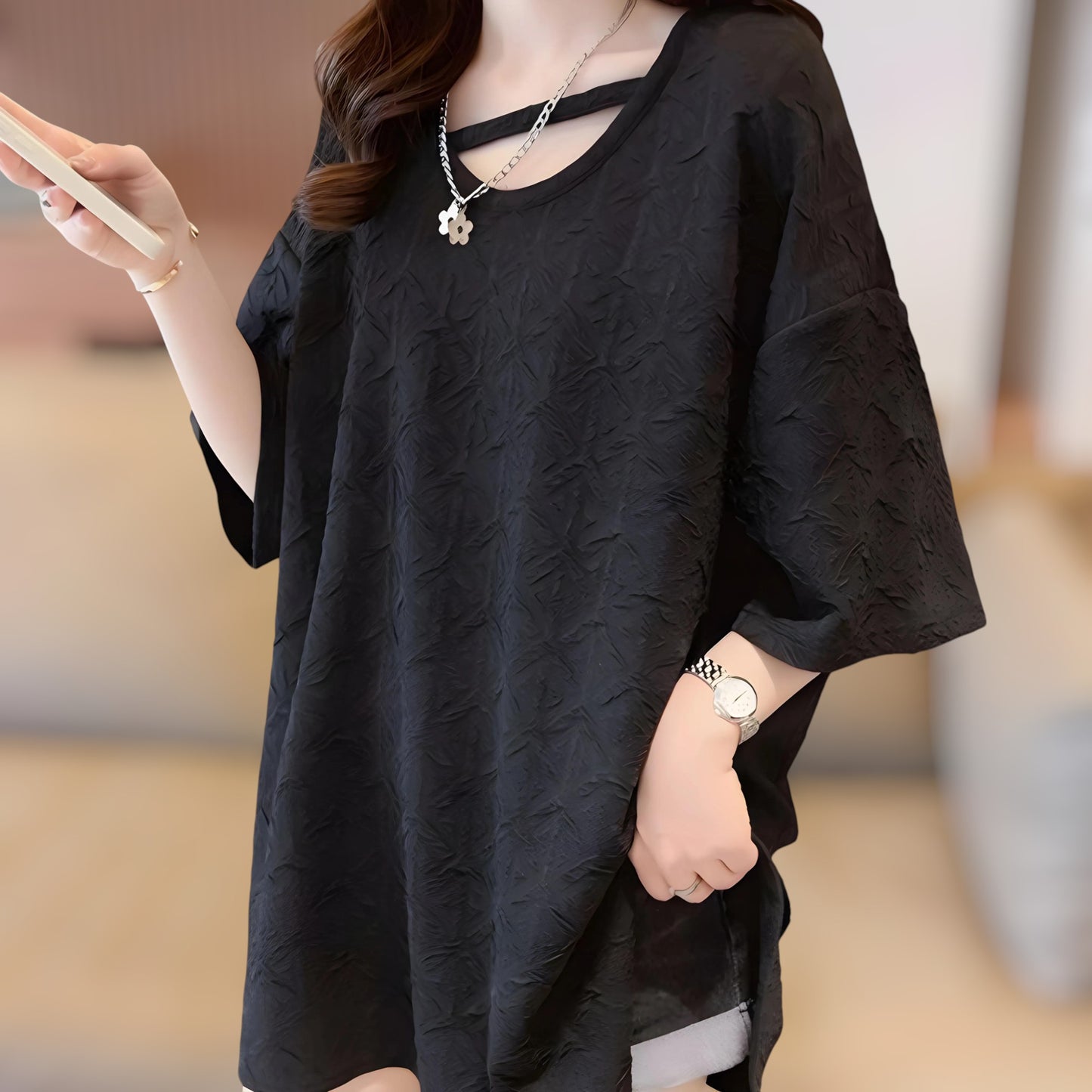Liora Cross Texture T-Shirt