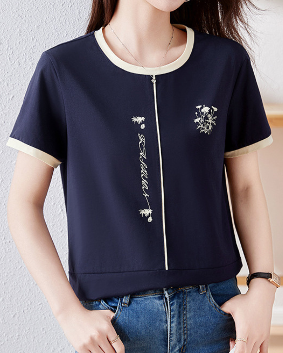 Elora Bloom Line Cotton T-Shirt