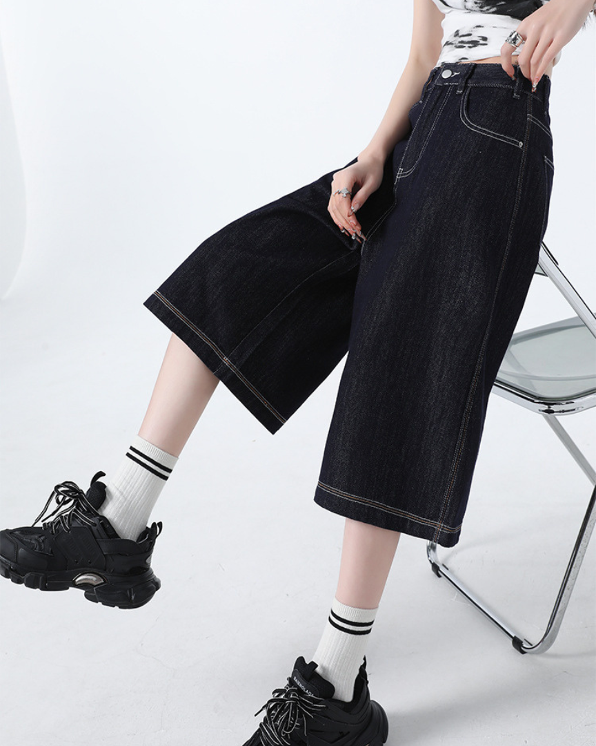 Isla Ease Wide Crop Denim