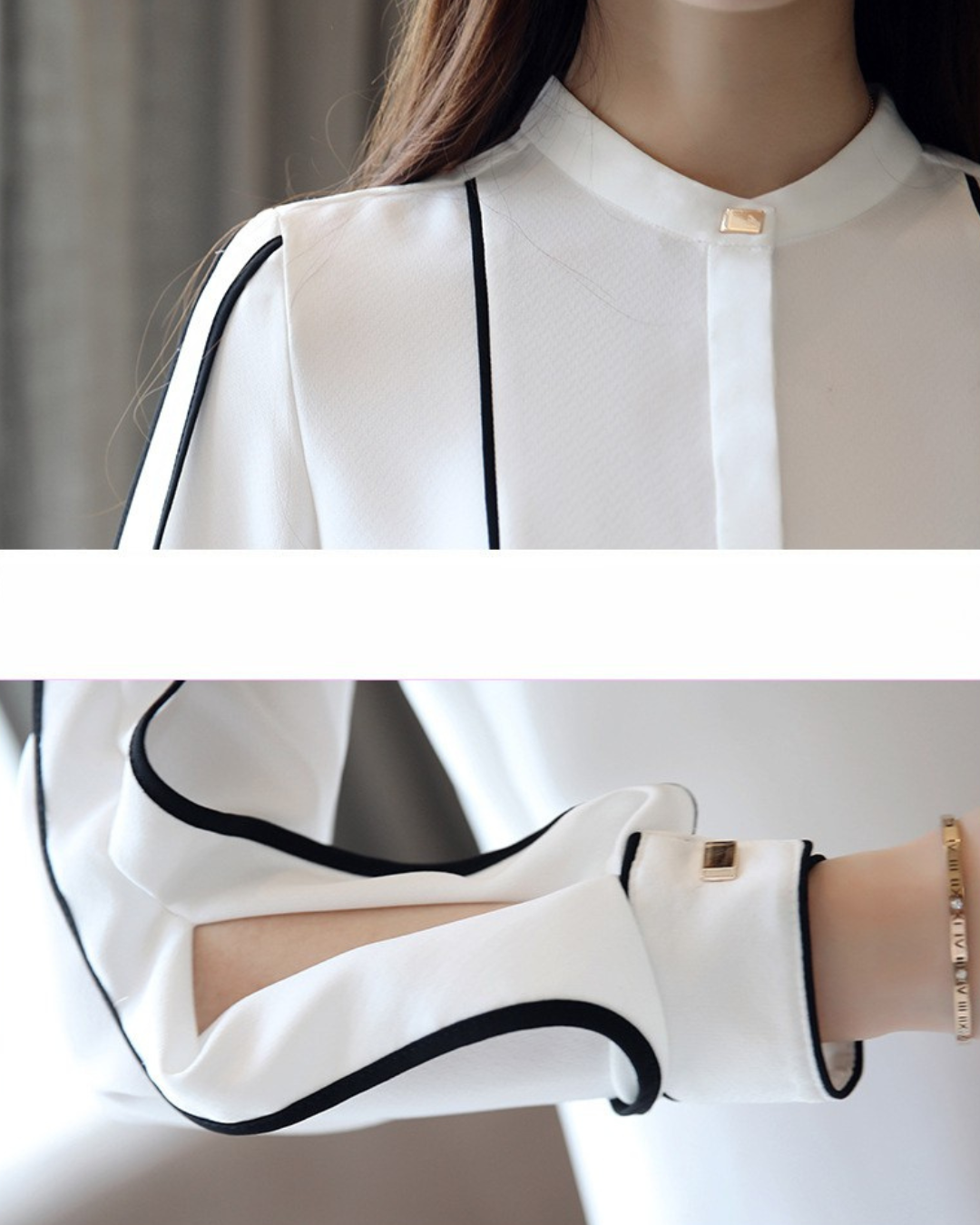 Noir Line Trim Blouse