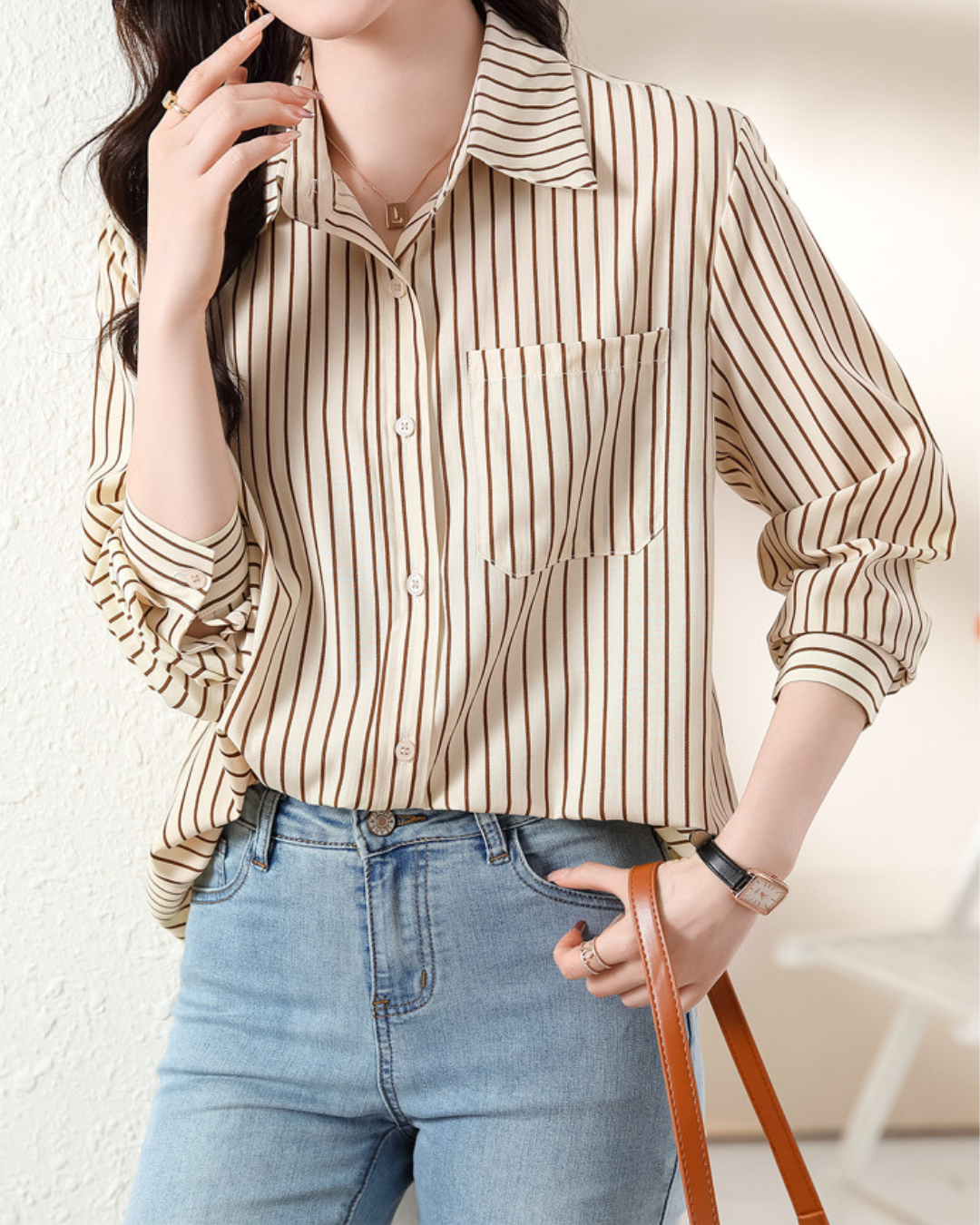 Mira Ease Stripe Pocket Shirt