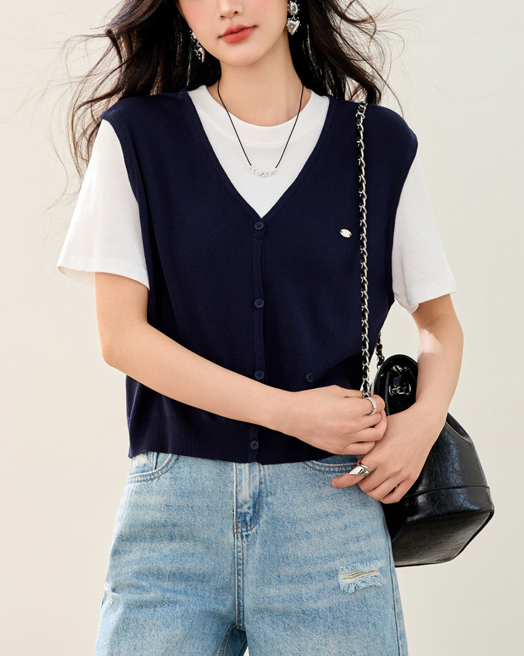 Liora Layered Knit Vest T-Shirt