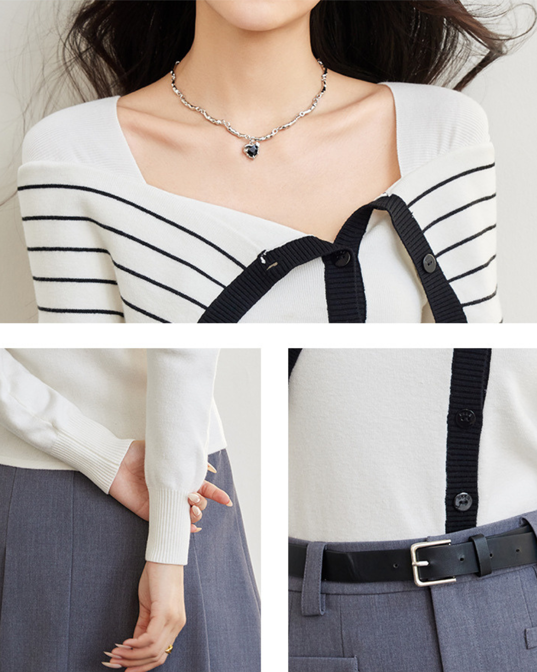 Melodie Stripe Cape Knit Top