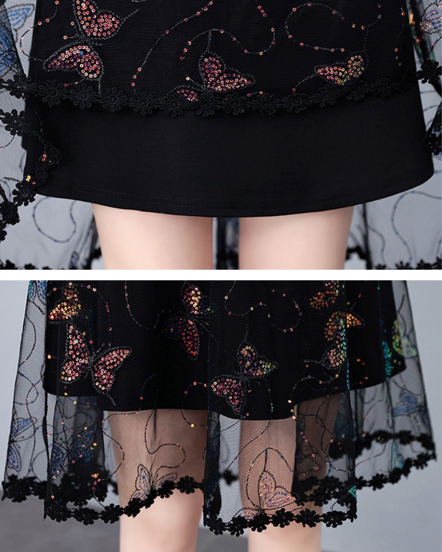 Ivy Bloom Mesh Flare Dress
