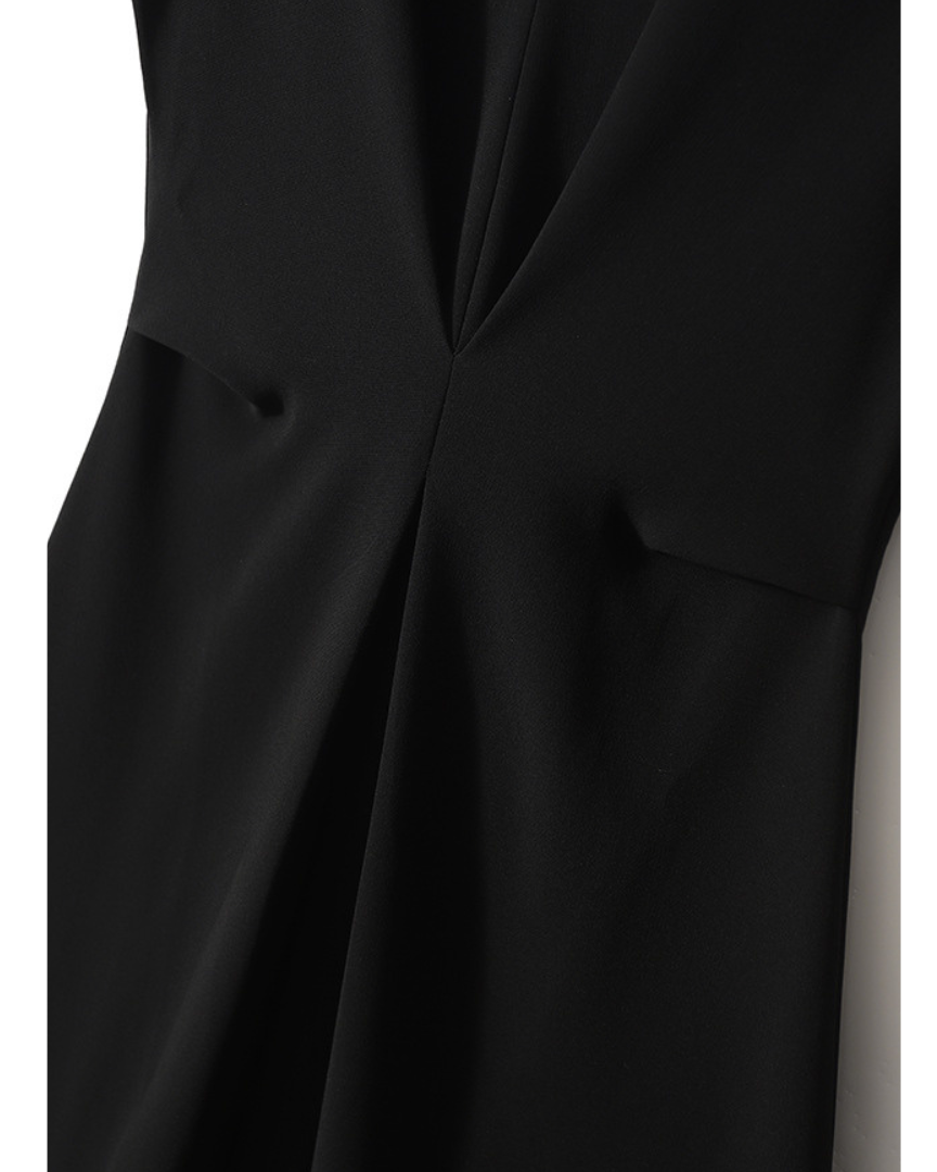 Noir Fold Pleat Midi Dress