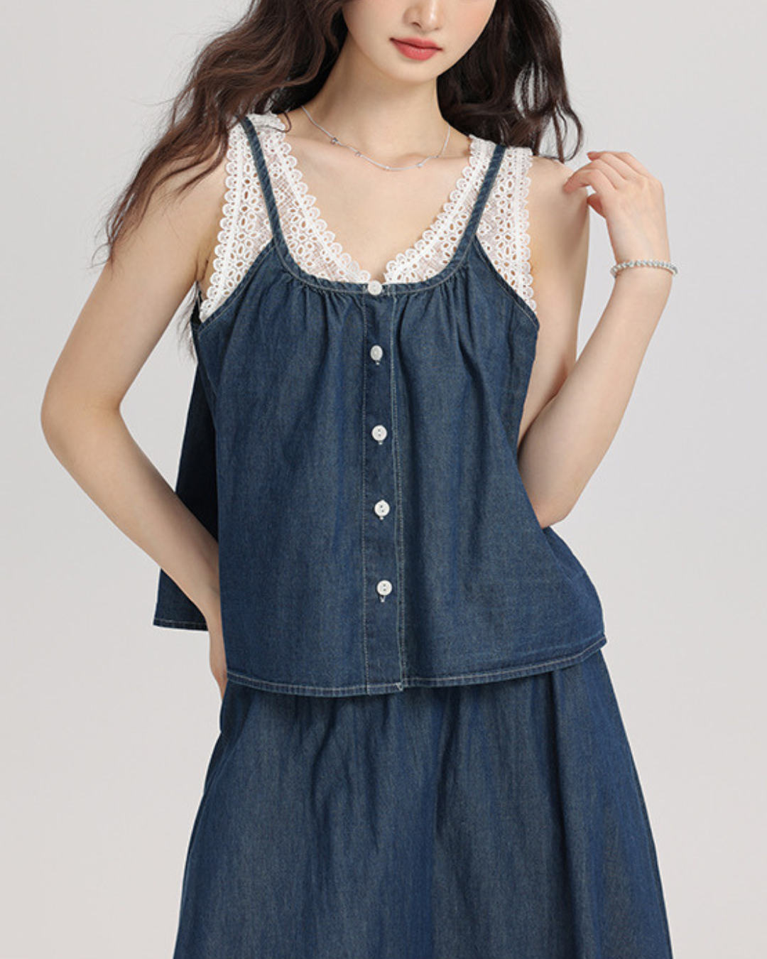 Azure Calm Denim Lace Set