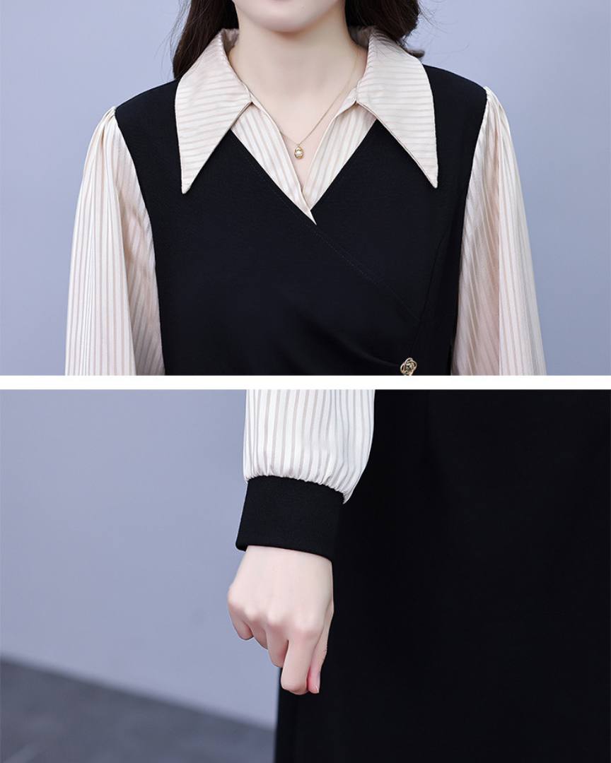 Mira Line Contrast Wrap Dress