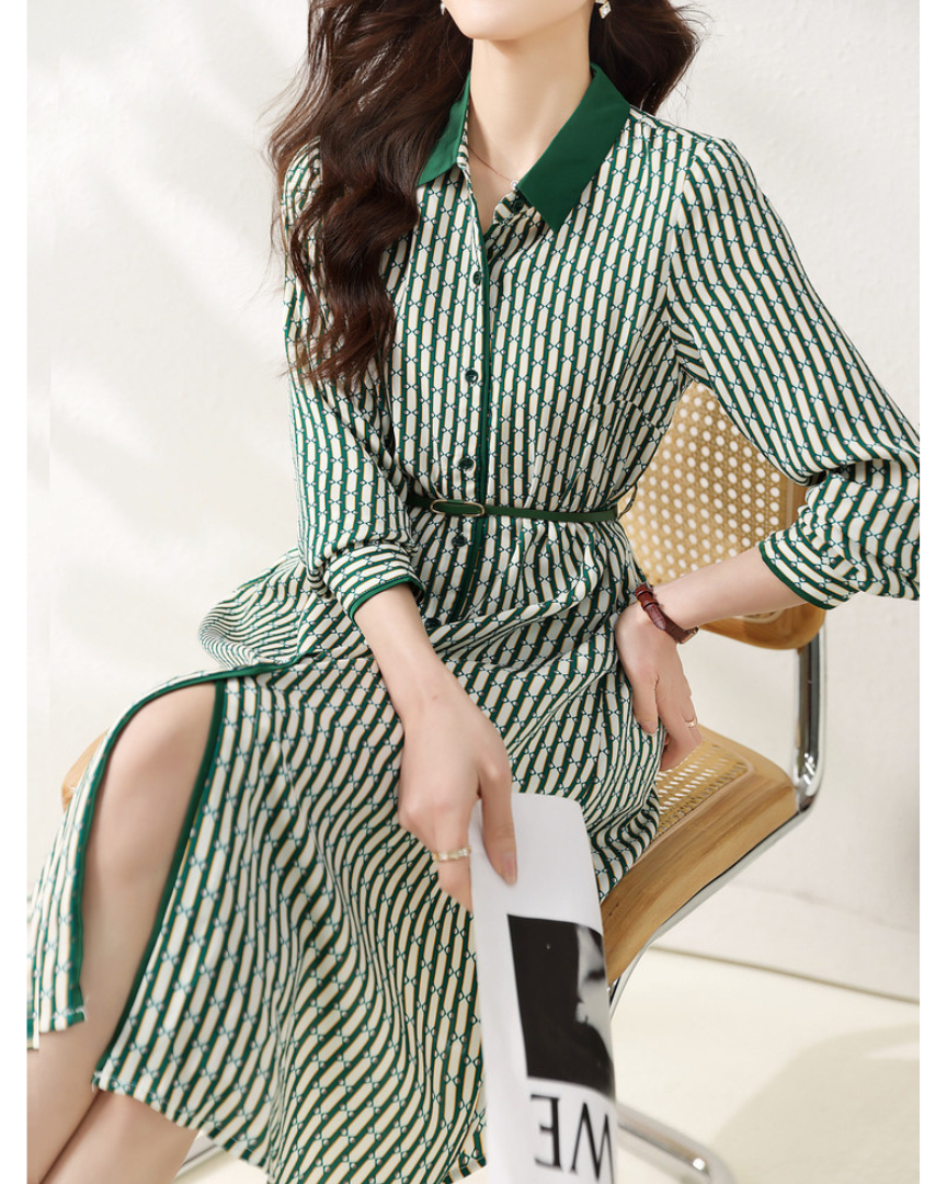 Emerald Link Belted Shirt Dress