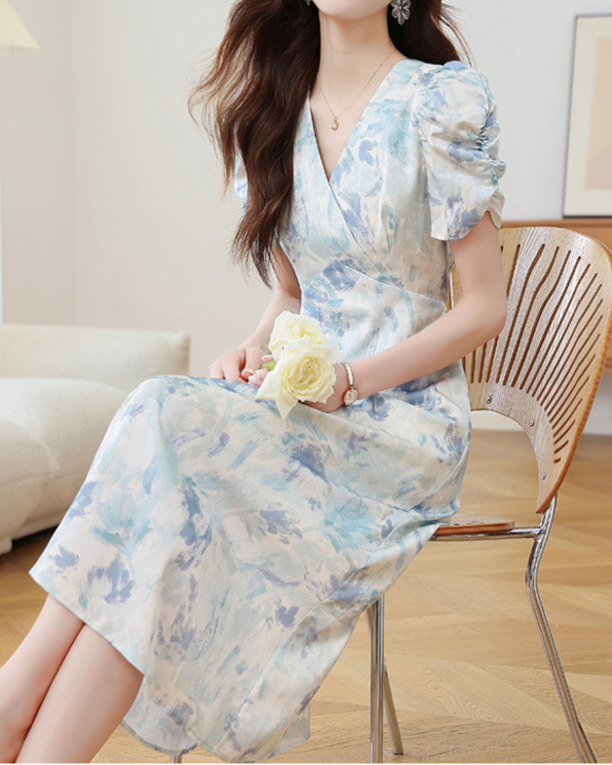 Amara Breeze Watercolor Midi Dress