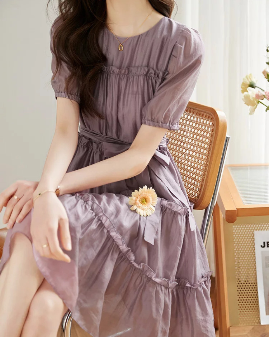 Lilac Tiers Calm Cotton Dress