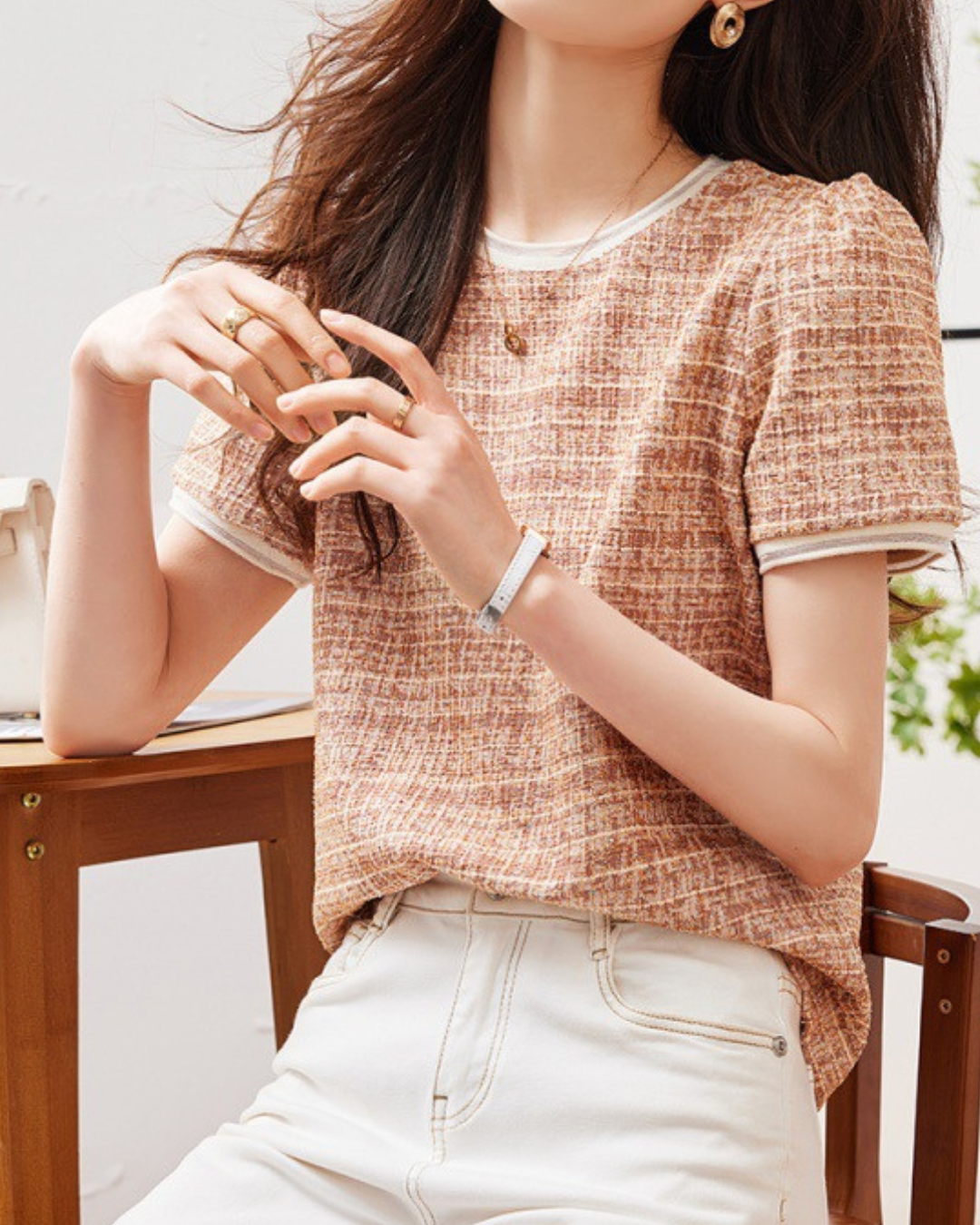 Elise Calm Tweed Knit T-Shirt