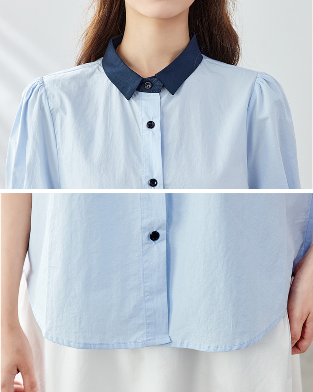 Mira Soft Contrast Collar Blouse