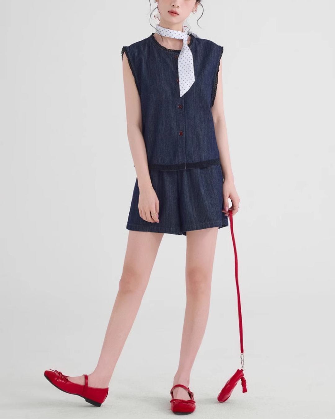 Rue Ease Gathered Denim Set
