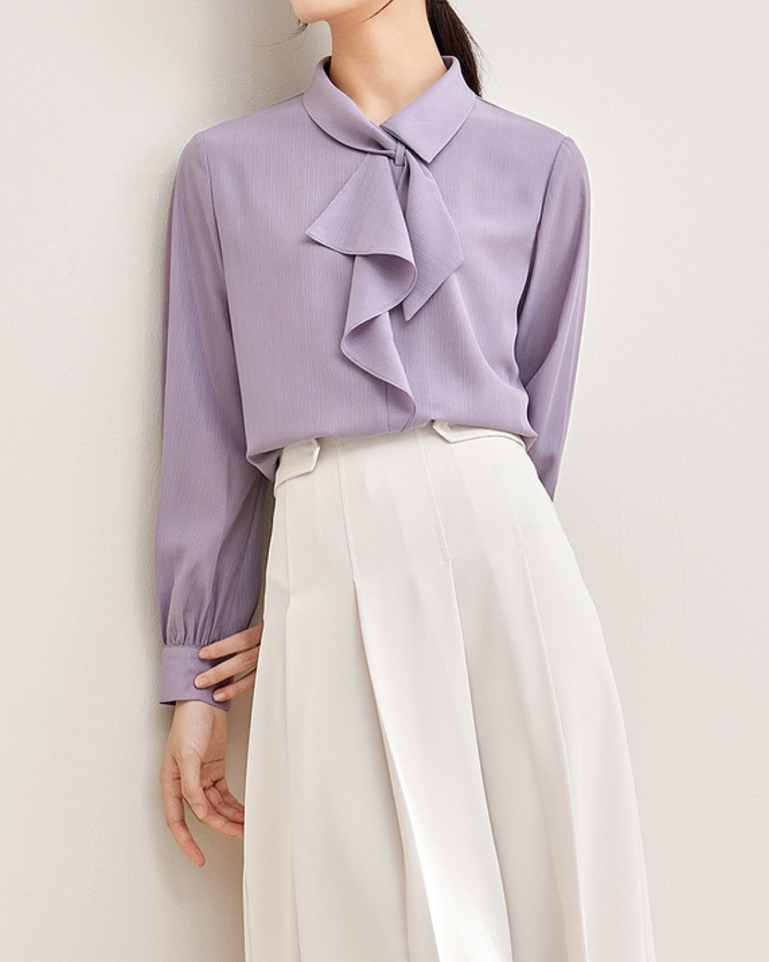 Lilac Bow Soft Blouse