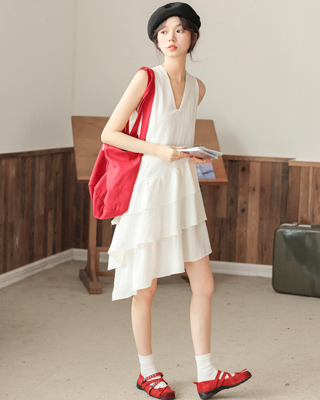 Lumi Drift Tiered Cotton Dress