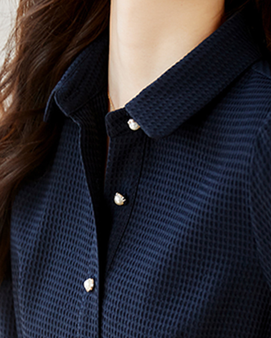 Adele Pearl Button Flare Dress