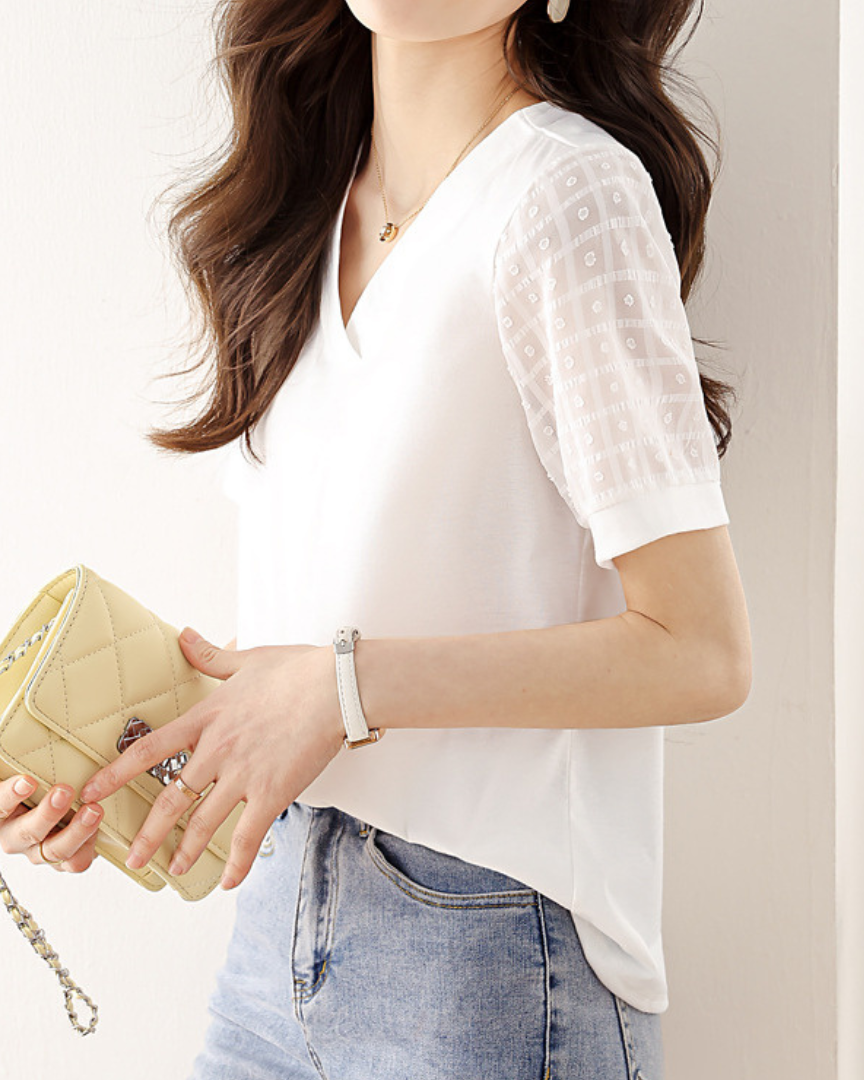 Elia Pointed Lace Sleeve T-Shirt