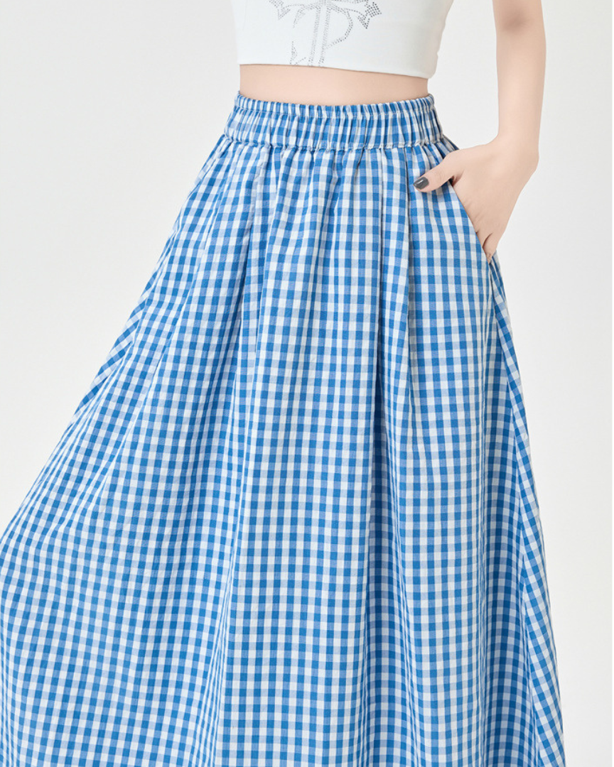 Mira Gingham Ease Maxi Skirt